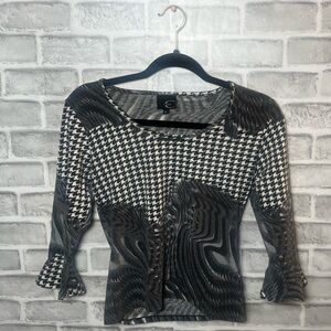 [SOLD] Just Cavalli Black and white houndstooth vintage blouse